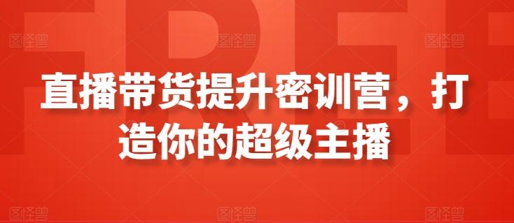 直播带货提升密训营，打造你的超级主播-腾渊网创