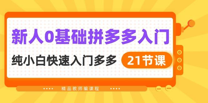 新人0基础拼多多入门，​纯小白快速入门多多(21节课-腾渊网创