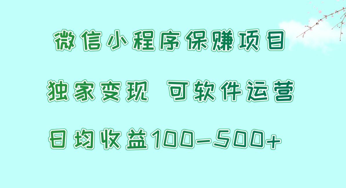 微信小程序保赚项目，日均收益100~500+，独家变现，可软件运营-腾渊论坛