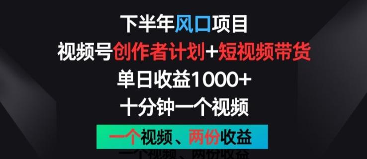 下半年风口项目，视频号创作者计划+视频带货，一个视频两份收益，十分钟一个视频【揭秘】-腾渊网创