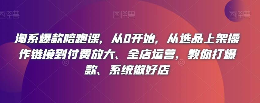 淘系爆款陪跑课，从0开始，从选品上架操作链接到付费放大、全店运营，教你打爆款、系统做好店-腾渊论坛