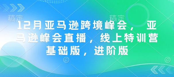 12月亚马逊跨境峰会， 亚马逊峰会直播，线上特训营基础版，进阶版-腾渊网创