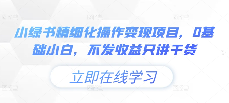 小绿书精细化操作变现项目，0基础小白，不发收益只讲干货-腾渊网创