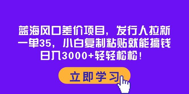蓝海风口差价项目，发行人拉新，一单35，小白复制粘贴就能搞钱！日入30...-腾渊网创