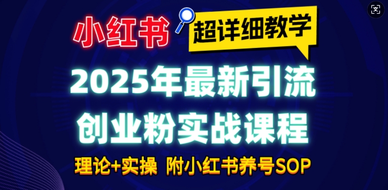 2025年最新小红书引流创业粉实战课程【超详细教学】小白轻松上手，月入1W+，附小红书养号SOP-腾渊网创