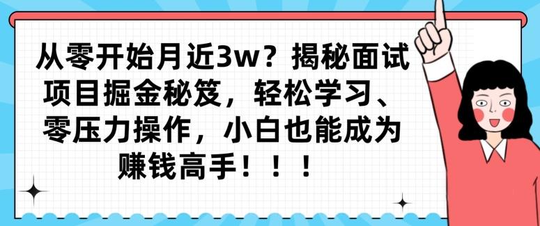 从零开始月近3w？揭秘面试项目掘金秘笈，轻松学习、零压力操作，小白也能成为赚钱高手-腾渊论坛