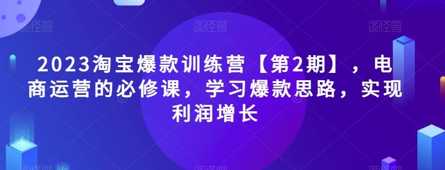 2023淘宝爆款训练营【第2期】，电商运营的必修课，学习爆款思路，实现利润增长-腾渊论坛