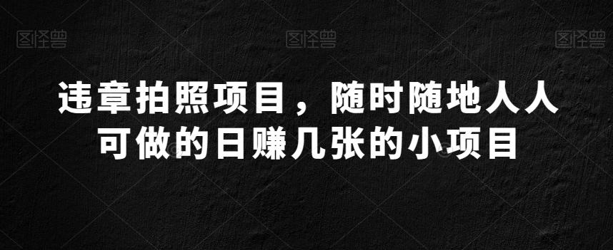 违章拍照项目，随时随地人人可做的日赚几张的小项目-腾渊论坛