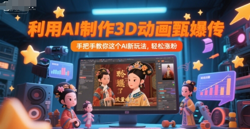 利用AI制作3D动画甄嬛传，流量爆了，手把手教你这个AI新玩法，轻松涨粉-腾渊网创