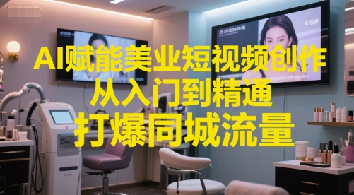 AI赋能美业短视频创作，从入门到精通，打爆同城流量，超级AI工具短视频实操落地-腾渊网创