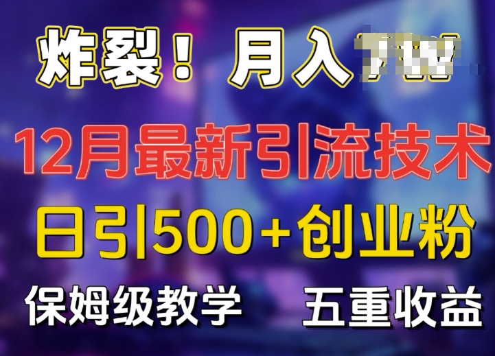 炸裂!揭秘12月最新日引流500+精准创业粉，多重收益保姆级教学-腾渊网创