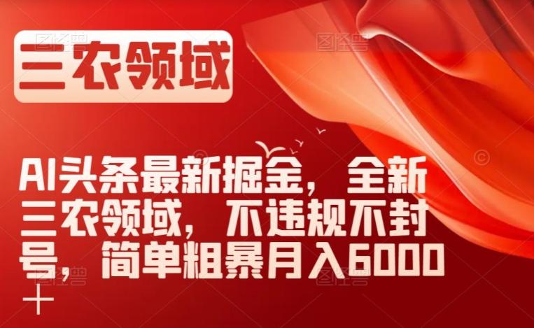 AI头条最新掘金，全新三农领域，不违规不封号，简单粗暴月入6000＋【揭秘】-腾渊论坛