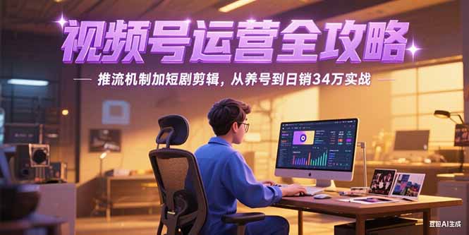 2025视频号运营全攻略，推流机制加短剧剪辑，从养号到日销34万实战-腾渊网创