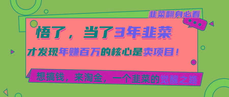 悟了，当了3年韭菜，才发现网赚圈年赚100万的核心是卖项目，含泪分享！-腾渊网创