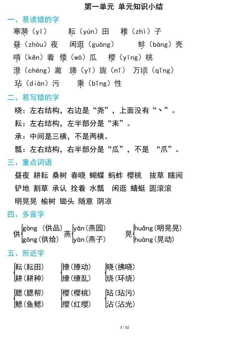语文五年级下册期中复习知识要点-腾渊网创