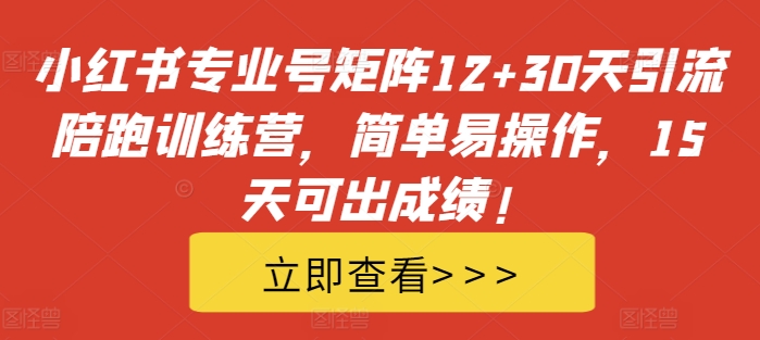 小红书专业号矩阵12+30天引流陪跑训练营，简单易操作，15天可出成绩!-腾渊网创