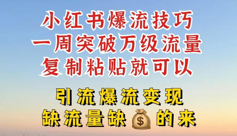 小红书爆流技巧，一周突破万级流量，复制粘贴就可以，引流爆流变现【揭秘】-腾渊论坛