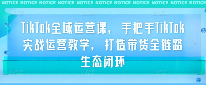 TikTok全域运营课，手把手TikTok实战运营教学，打造带货全链路生态闭环-腾渊论坛