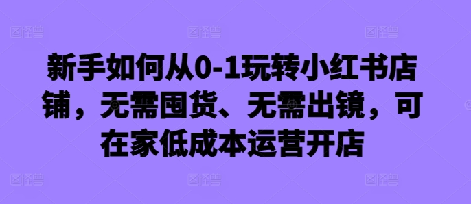 新手如何从0-1玩转小红书店铺，无需囤货、无需出镜，可在家低成本运营开店-腾渊网创