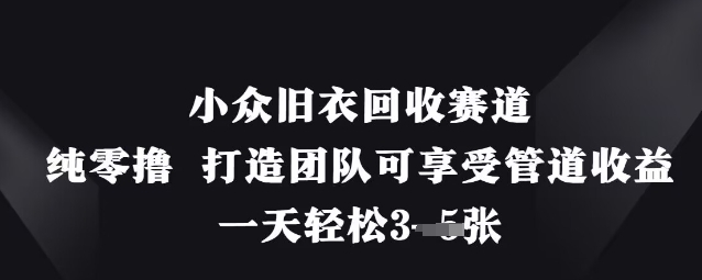 小众旧衣回收赛道，纯零撸 打造团队可享受管道收益，一天轻松3张-腾渊论坛
