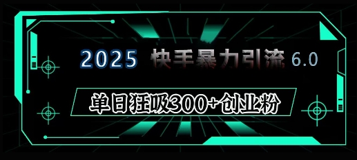 2025年快手6.0保姆级教程震撼来袭，单日狂吸300+精准创业粉-腾渊网创