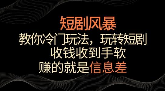 短剧风暴，教你冷门玩法，玩转短剧，收钱收到手软【揭秘】-腾渊网创