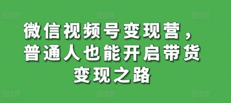 微信视频号变现营，普通人也能开启带货变现之路-腾渊论坛