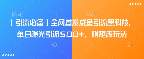 【引流必备】全网首发咸鱼引流黑科技，单日曝光引流500+，附矩阵玩法【揭秘】-腾渊网创