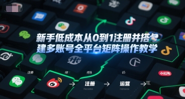 新手低成本从0到1注册并搭建多账号全平台矩阵操作教学，手机号-邮箱-IP-工具-腾渊网创