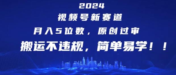 2024视频号新赛道，月入5位数+，原创过审，搬运不违规，简单易学【揭秘】-腾渊论坛