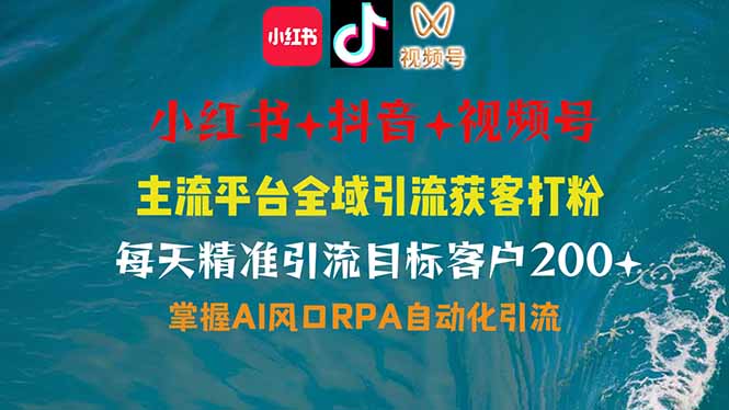 小红书、抖音、视频号全域多平台引流获客，日引目标客户200+，RPA自动...-腾渊网创