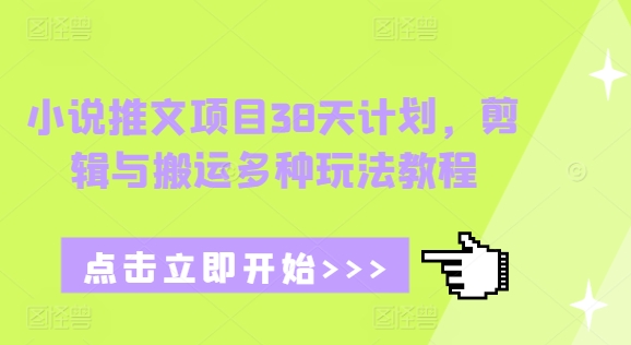小说推文项目38天计划，剪辑与搬运多种玩法教程-腾渊网创