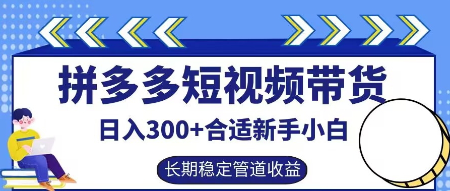 拼多多短视频带货日入300+有长期稳定被动收益，合适新手小白【揭秘】-腾渊网创