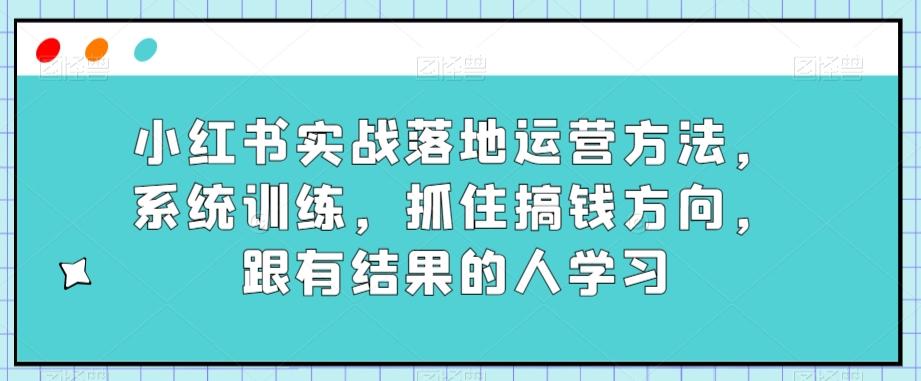 小红书实战落地运营方法，系统训练，抓住搞钱方向，跟有结果的人学习-腾渊论坛