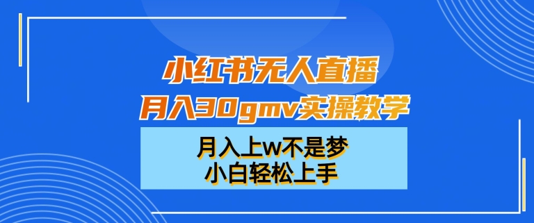 小红书无人直播月入30gmv实操教学，月入上w不是梦，小白轻松上手【揭秘】-腾渊网创