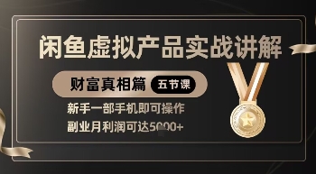精品！闲鱼虚拟产品实战讲解，新手一部手机即可操作，副业月利润可达5k+-腾渊网创
