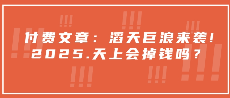 付费文章：滔天巨浪来袭！2025天上会掉钱吗？-腾渊网创