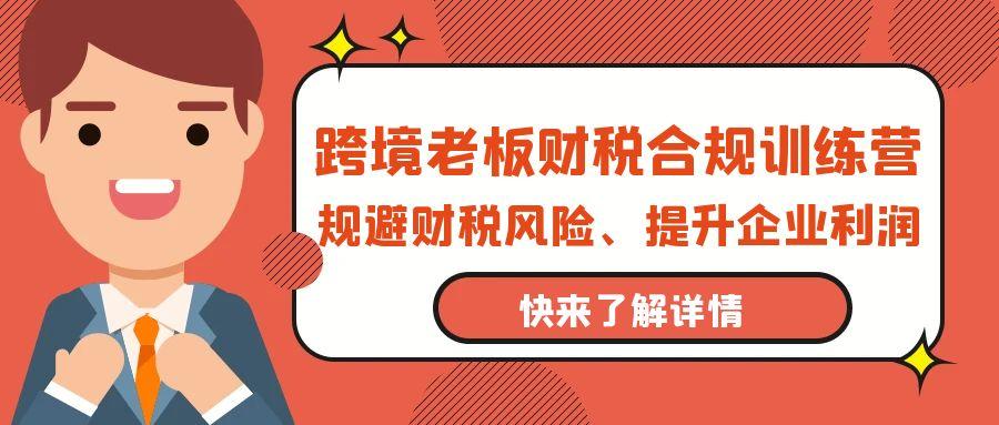 (9838期)跨境老板-财税合规训练营，规避财税风险、提升企业利润-腾渊网创
