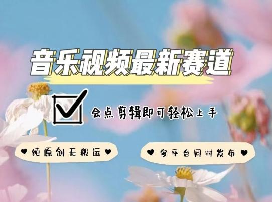 音乐视频赛道最新玩法，纯原创不违规，可所有平台同时发布，会点剪辑即可轻松拿捏【揭秘】-腾渊网创