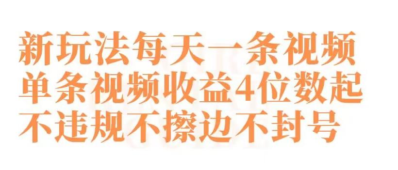 快手新玩法每天一条视频单条视频收益4位数起不违规不擦边不封号【揭秘】-腾渊网创