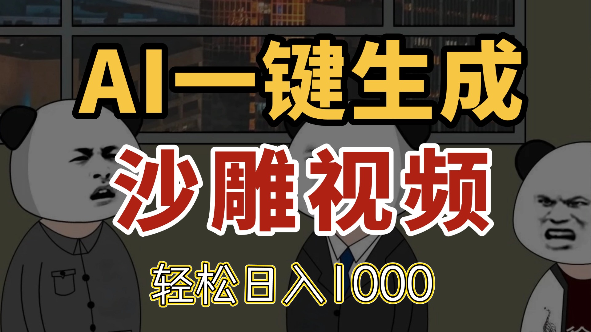 AI一键生成沙雕视频，一条视频千万播放，轻松日入1000-腾渊网创