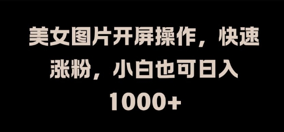美女图片开屏操作，快速涨粉，小白也可日入1k【揭秘】-腾渊网创