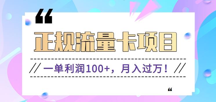 正规手机流量卡项目，一单利润100+，月入过万！人人可做(推广技术+正规渠道)-腾渊网创