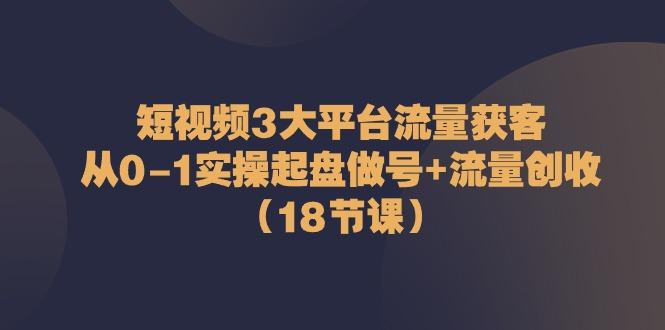 短视频3大平台流量获客：从0-1实操起盘做号+流量创收(18节课)-腾渊网创