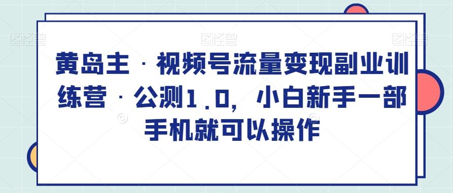 黄岛主·视频号流量变现副业训练营·公测1.0，小白新手一部手机就可以操作-腾渊论坛