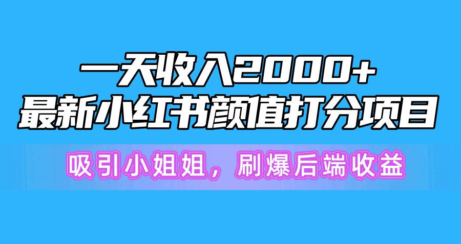 一天收入2000+，最新小红书颜值打分项目，吸引小姐姐，刷爆后端收益-腾渊论坛