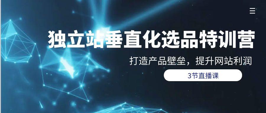 (9925期)独立站-垂直化选品训练营，打造产品壁垒，提升网站利润(3节直播课)-腾渊论坛