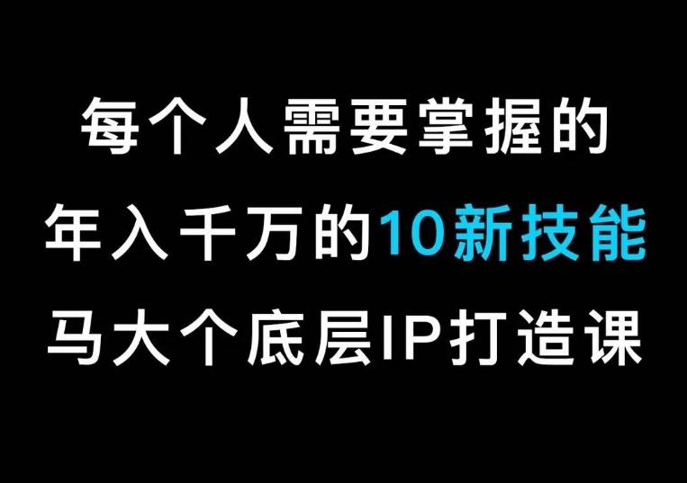 马大个的IP底层逻辑课，​每个人需要掌握的年入千万的10新技能，约会底层IP打造方法！-腾渊网创