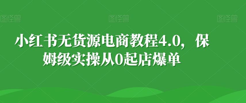 小红书无货源电商教程4.0，保姆级实操从0起店爆单【拆解】-腾渊网创