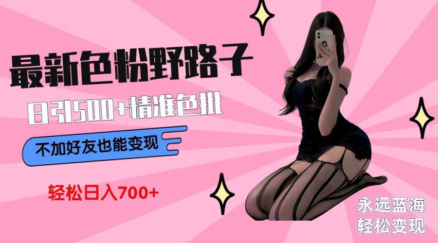 最新色粉变现野路子，日引500+老色批 可不加好友直接变现 小白轻松日入700+-腾渊网创